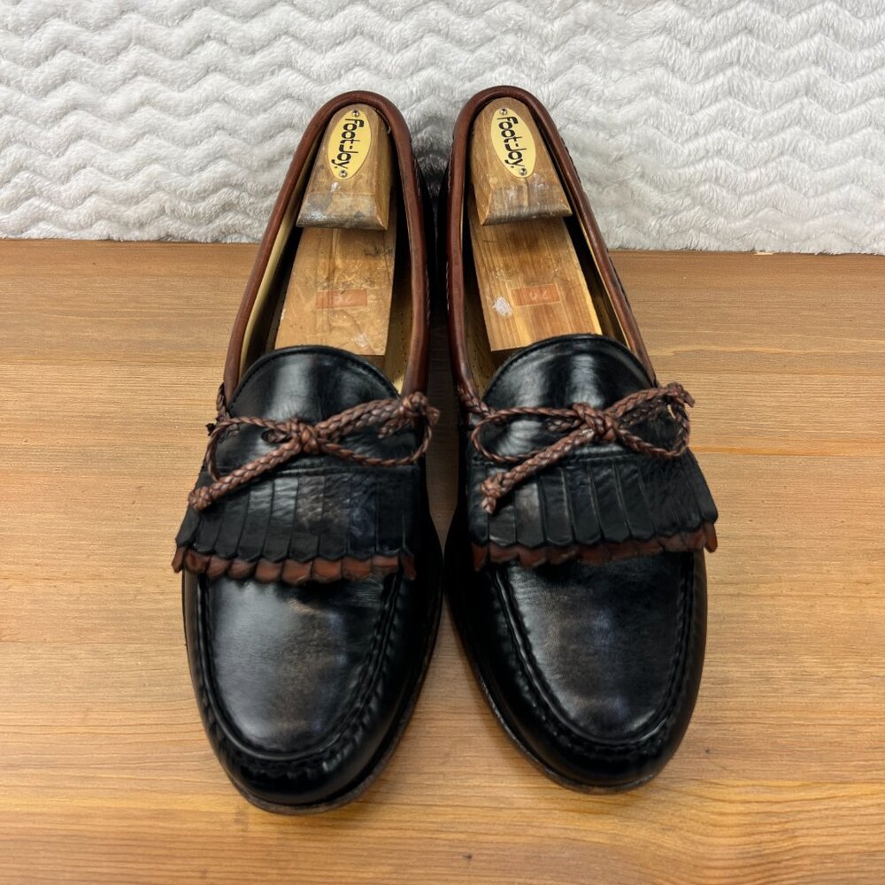 Allen Edmonds Woodstock Loafers Kiltie Braided Tassel Mens 11 B USA Slip On Blk - Picture 4 of 16